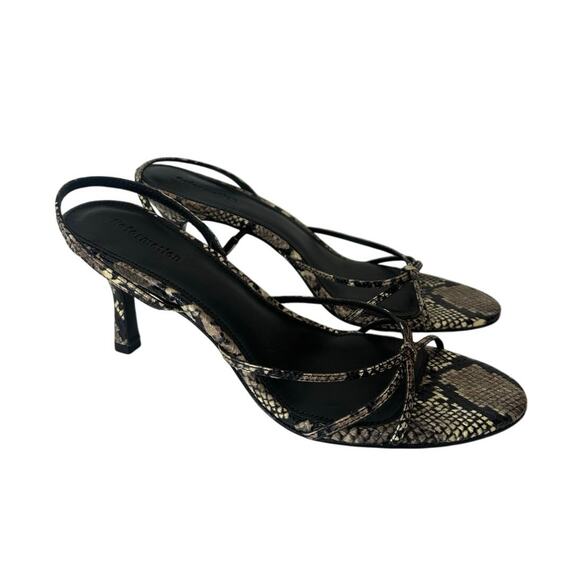 Reformation NWOT Myra Snake Leather Slingback Heels Sz 9M Black Brown - Picture 1 of 8